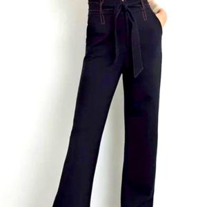 NWOT  Anthropology Maeve Irina Relaxed Ponte Black Wide Leg Pants Size 14